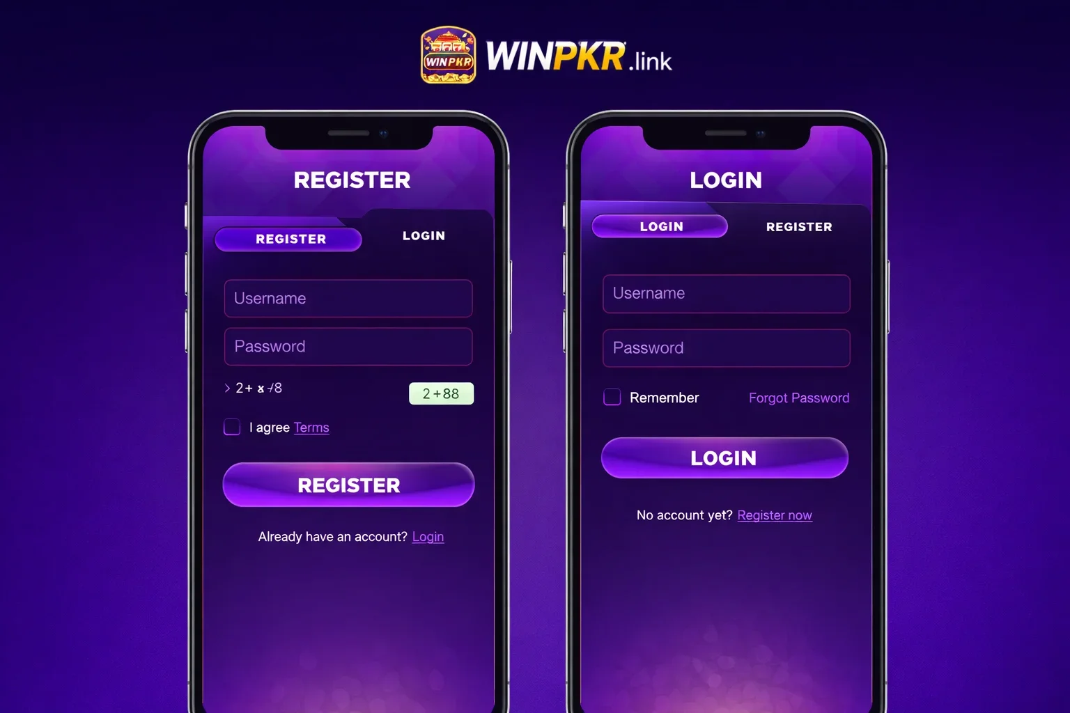 Login and register WinPKR